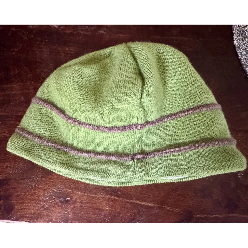 The North Face Kids‎ Beanie Hat Green Fleece Lined Winter Knit Cap